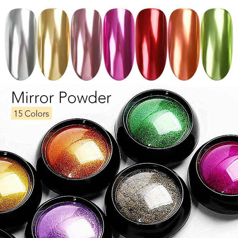 Polvo de pigmento espejo para decoración de uñas, purpurina de Color metálico para manicura, Gel UV, pulido de colores rosa, dorado y plateado