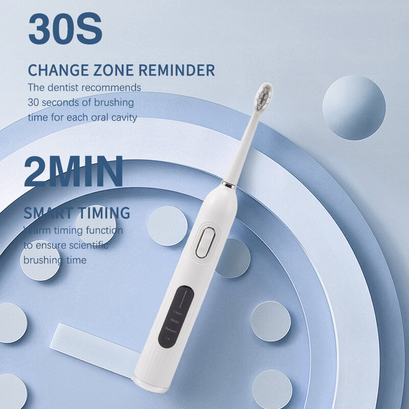 Boyakang sonic escova de dentes elétrica adulto escova byk07 com 6 cabeças substituição cerdas dupont 3 modos base carregamento