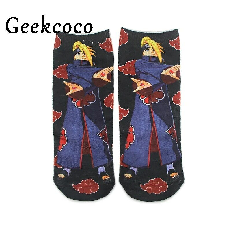 J1077 Cartoon Anime Punk Cotton Short Socks Cute Unisex Skatebord Socks Fashion One Side Print Socks