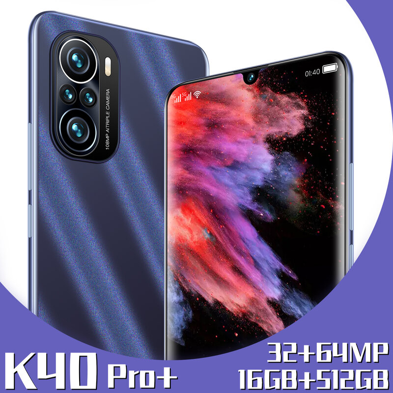 K40 Pro Smartphone versione globale 5G 6.7 pollici Drop Screen 16G 512G Memery 64 MP fotocamera MTK6889 Deca Core 6000mAh telefono cellulare