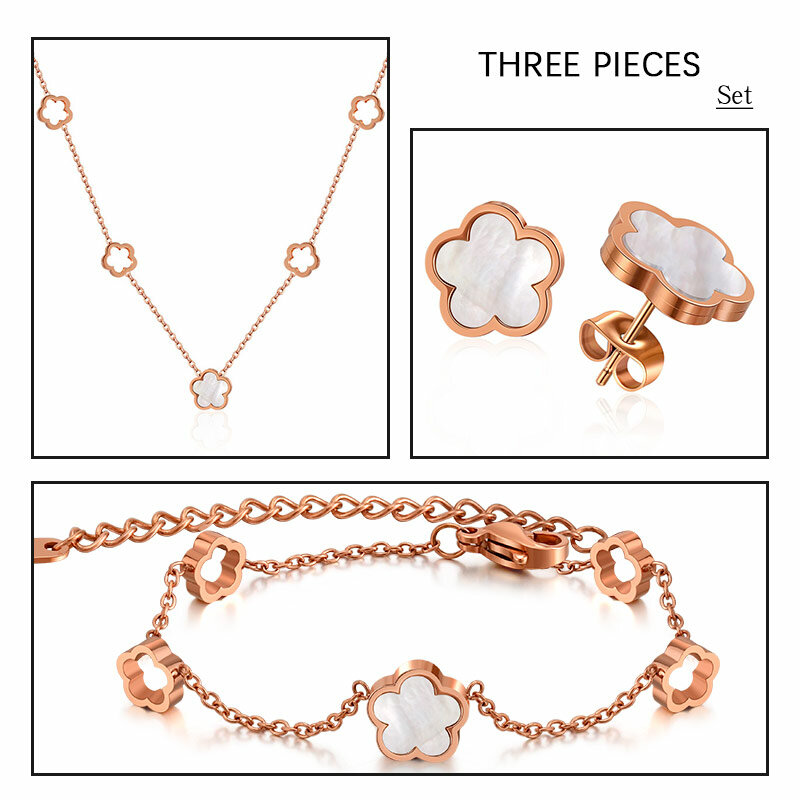 Heytree – ensemble de boucles d'oreilles pour femmes, collier de luxe élégant, coquille blanche, fleur, en acier inoxydable, à la mode, bijoux à la mode, 2021