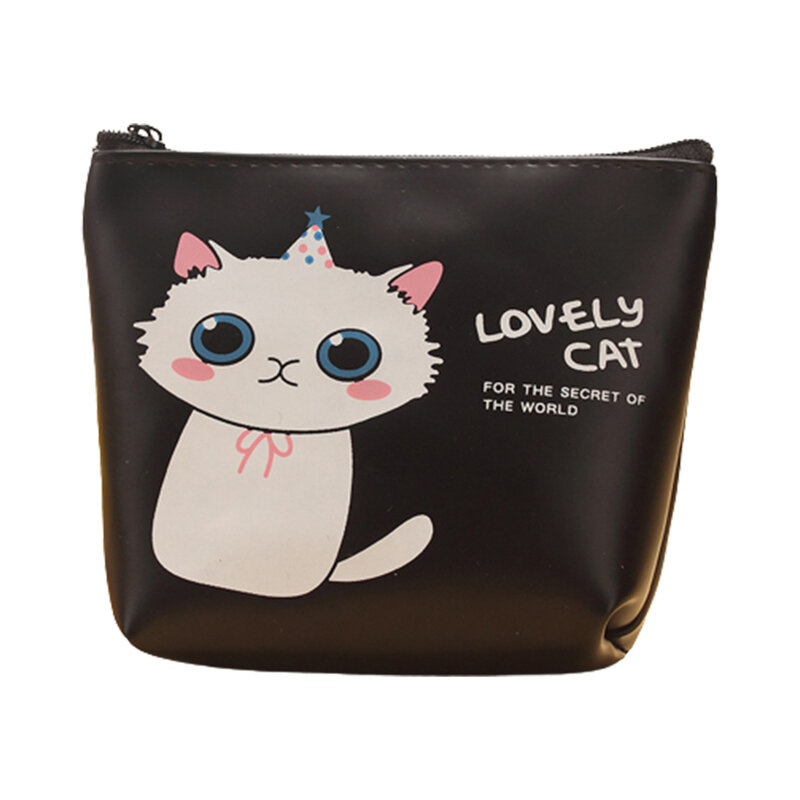 Monederos con dibujos de gatos y animales para mujer, Mini cartera con cremallera, bolso monedero para niños y niñas