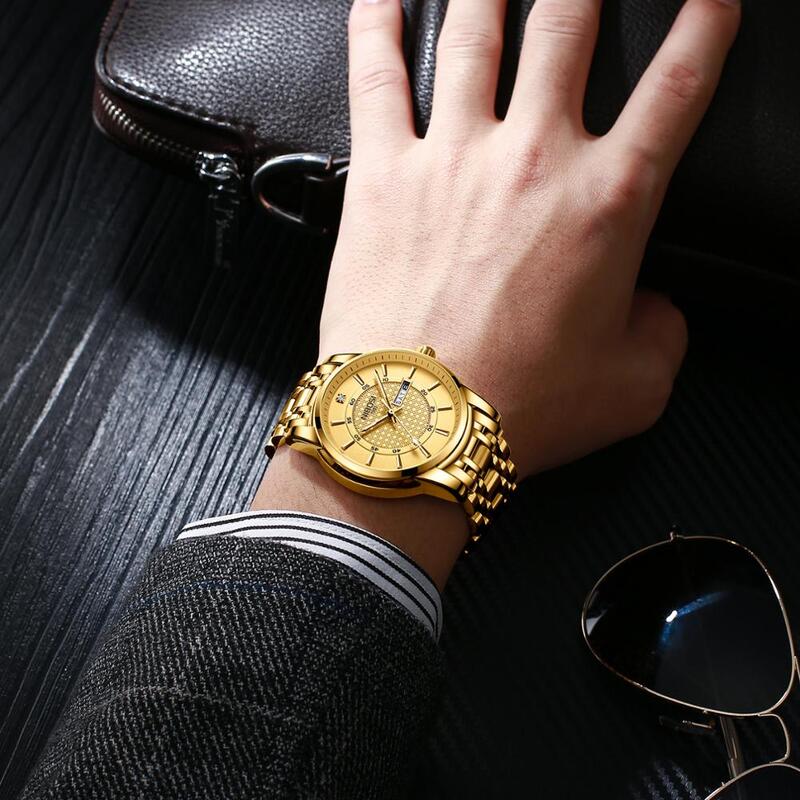 Часы наручные NIBOSI мужские водонепроницаемые, брендовые Роскошные модные деловые, из нержавеющей стали