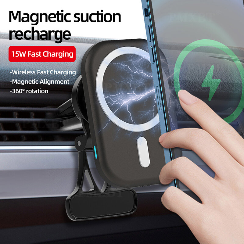 Mag 15W Magnetische Drahtlose Auto Ladegerät Halterung Für iPhone 12 Pro Max Sichere Drahtlose Lade Telefon Halter Stehen Für iPhone 12 Mini