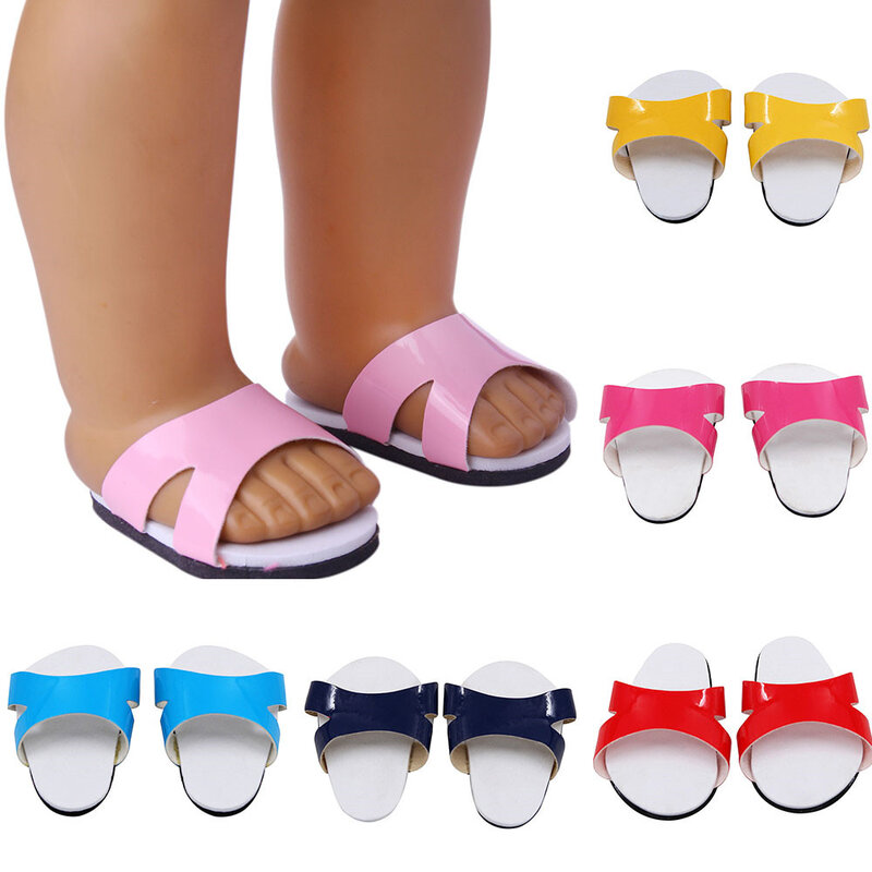 Zapatos de plástico NUEVAS SANDALIAS para muñecas bebés de 43cm, zapatillas de playa a la moda de verano para muñecas americanas de 18 pulgadas