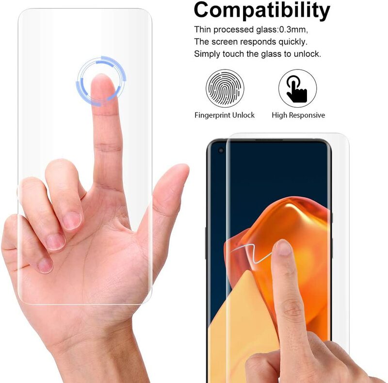 Arvin – Film protecteur d'écran pour OnePlus 9, 9Pro, 8Pro, 7T Pro, couverture complète en verre trempé UV