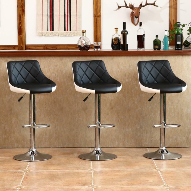 2Pcs/Set Bar Chair Leisure Leather Swivel Bar Stools Chairs Height Adjustable Pneumatic Pub Chair Home Kitchen Office Chair HWC
