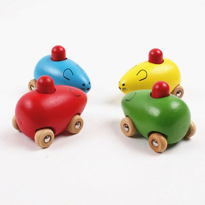 Kuulee-coche pequeño BB para bebé, juguete de Animal de madera con sonido BB para bebé, rompecabezas, juguete de Animal de madera, coche educativo