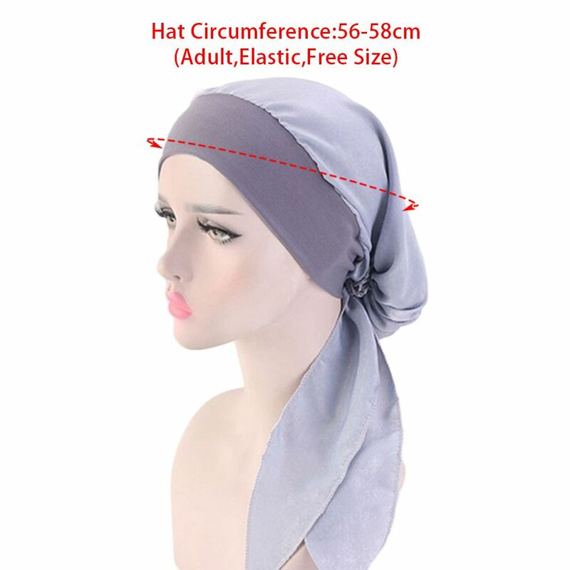 Lenço muçulmano turbante estampado, elástico ajustável para mulheres cachecol de cabeça cachecol de quimioterapia touca de perda de cabelo chapéu pré-amarrado