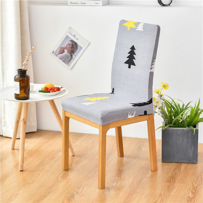 인쇄 스트레치 의자 커버 간단한 원피스 의자 쿠션 가정용 간단한 하프 팩 시트 백 패키지 의자 커버