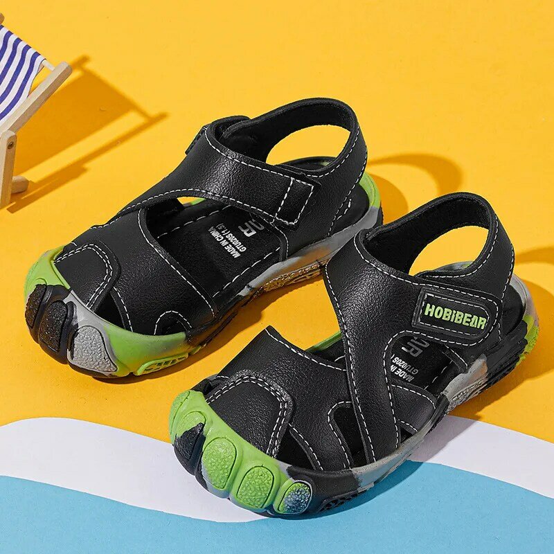 Sapatos para crianças verão novo estilo meninas meninos sandálias de sola macia baotou sapatos de praia