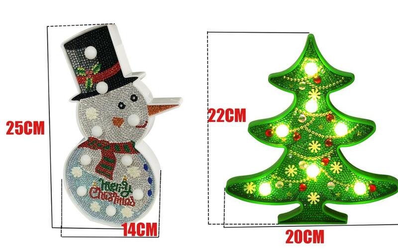 새로운 램프 diy led 다이아몬드 그림 밤 빛 크리스마스 트리 눈사람 크로스 스티치 자 수 특별 한 모양 웨딩 장식
