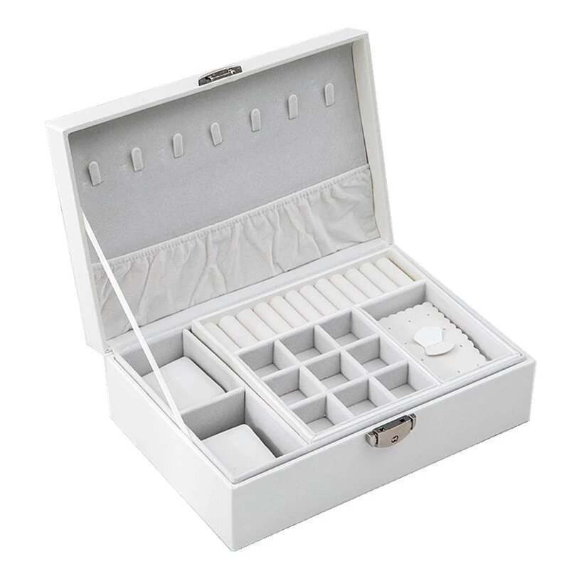Newly Jewelry Box Creative Leather Storage  Earring Portable Multi-layer Makeup Box PU Watch Box Necklace Holder