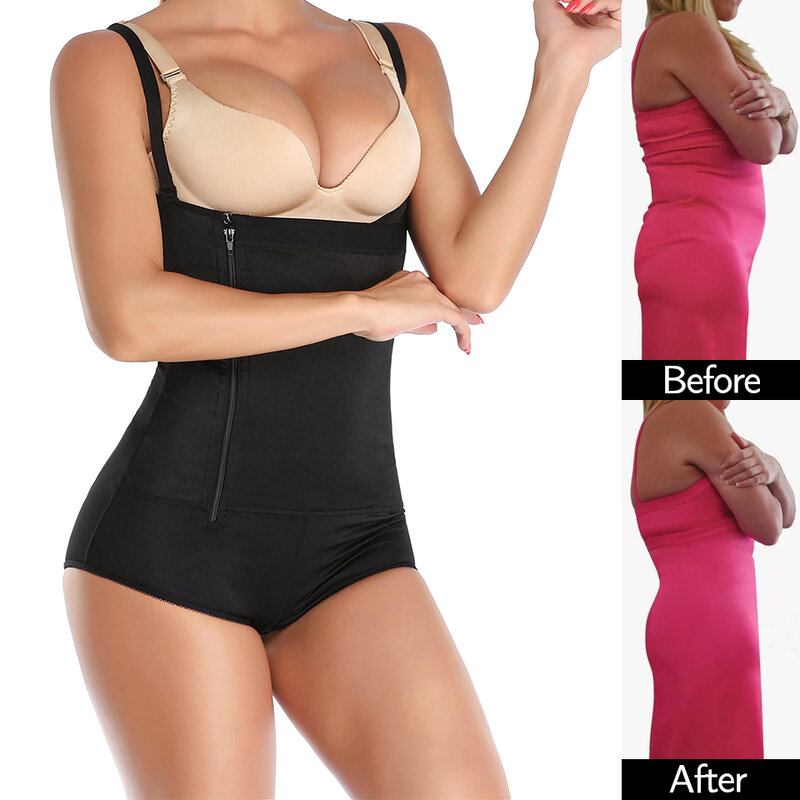 Shapewear for Women Tummy Control Fajas Colombianas Body Shaper for Women Zipper Open Bust Bodysuit Waist Trainer Slimming