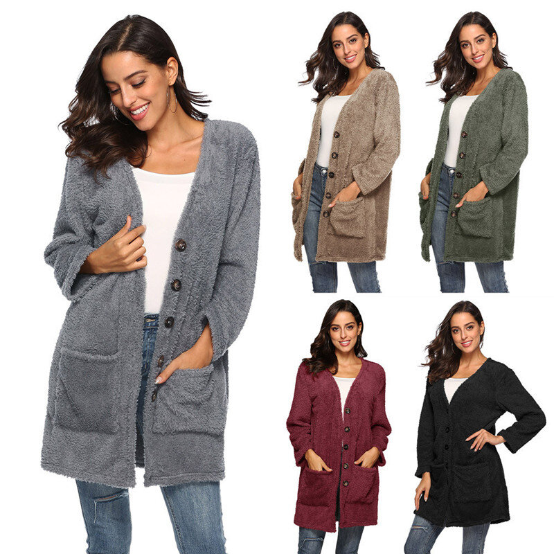 Jersey grueso de lana para mujer, cárdigan cálido de longitud media, chaqueta de otoño e invierno, talla grande 5XL, novedad
