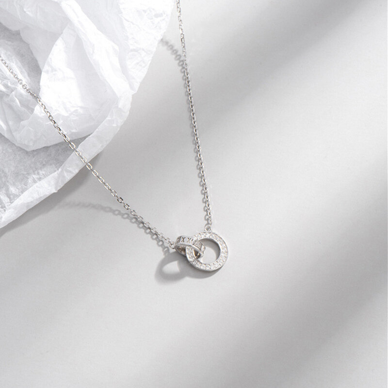 Sodrov 925 Sterling Perak Kalung Liontin untuk Wanita Kreatif Diamond Roman Saling Kalung 925 Perhiasan Perak Kalung
