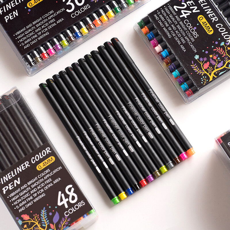 60 kolorów 0.4mm hook Liner pisaki Fineliner Pen atrament na bazie wody do malowania Office School liners do rysowania