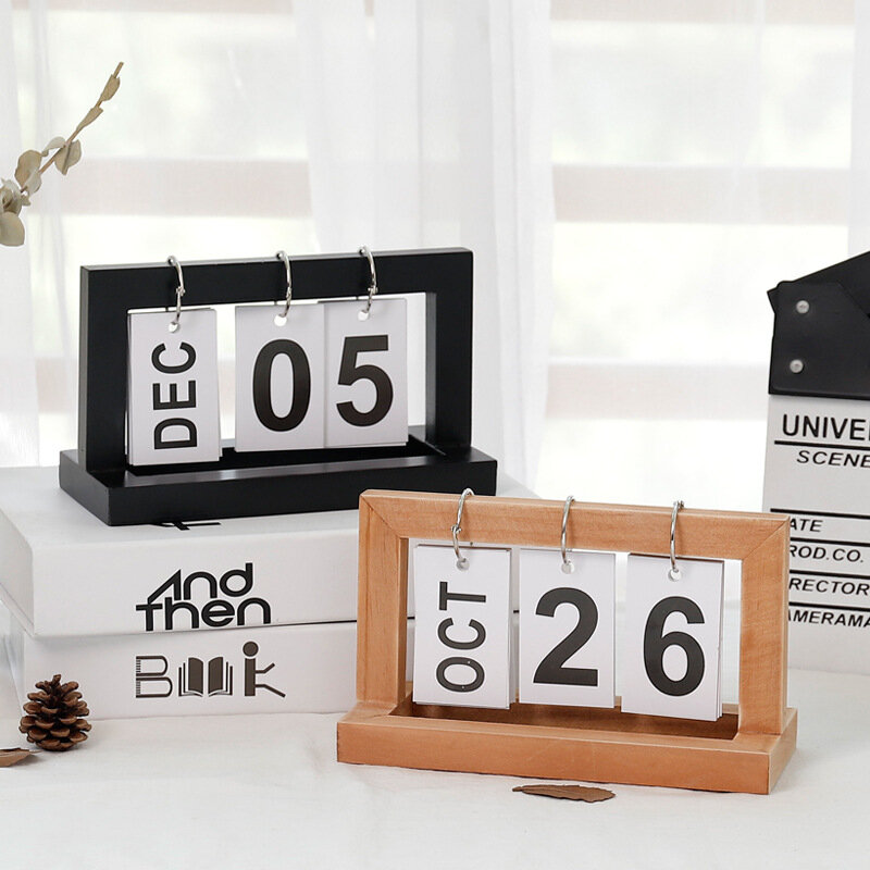 Houten Flip Kalender Creatieve Kalender Memo Dagelijks Scheduler Planner Thuis Dorm Office Desktop Planner Kalender Decor Ornamenten