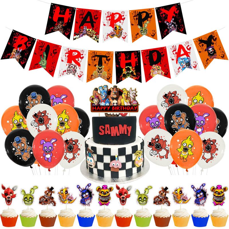 Ballons avec confettis pour enfants, décorations de fête d'anniversaire, cadeaux classiques, cinq nuits chez Freddy