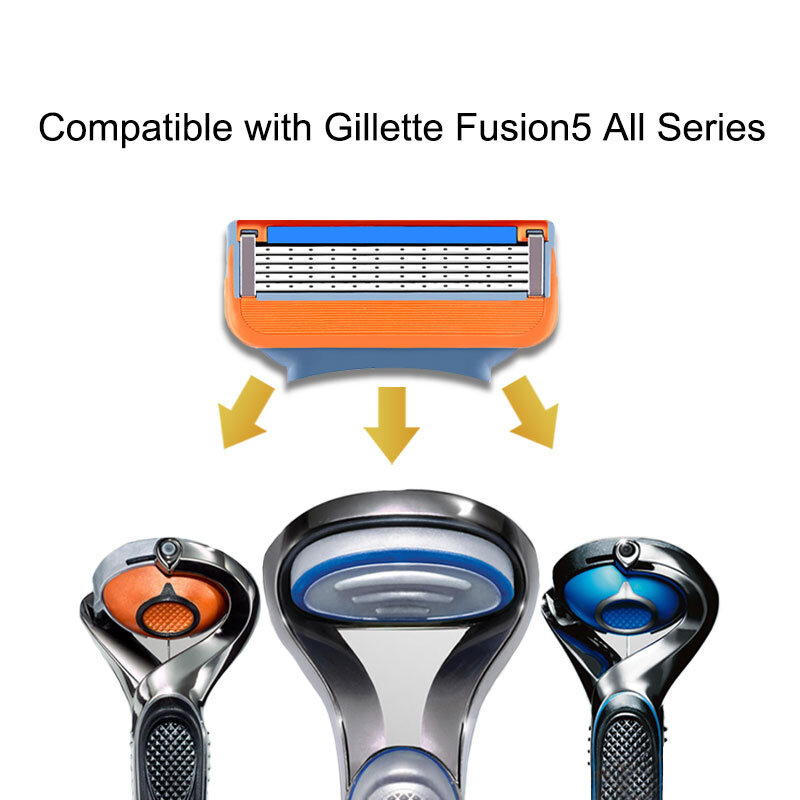 Lâmina de barbear para homens, cuidados faciais, masculino, 5 lâminas, compatível com dourado fusion ou mach 3