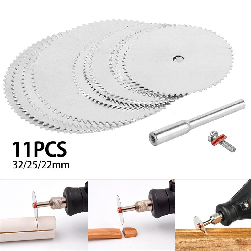 10 шт. мини-диск для циркулярной пилы, металлический резак, электроинструмент, набор оправки, деревообрабатывающие режущие диски, сверло для ...