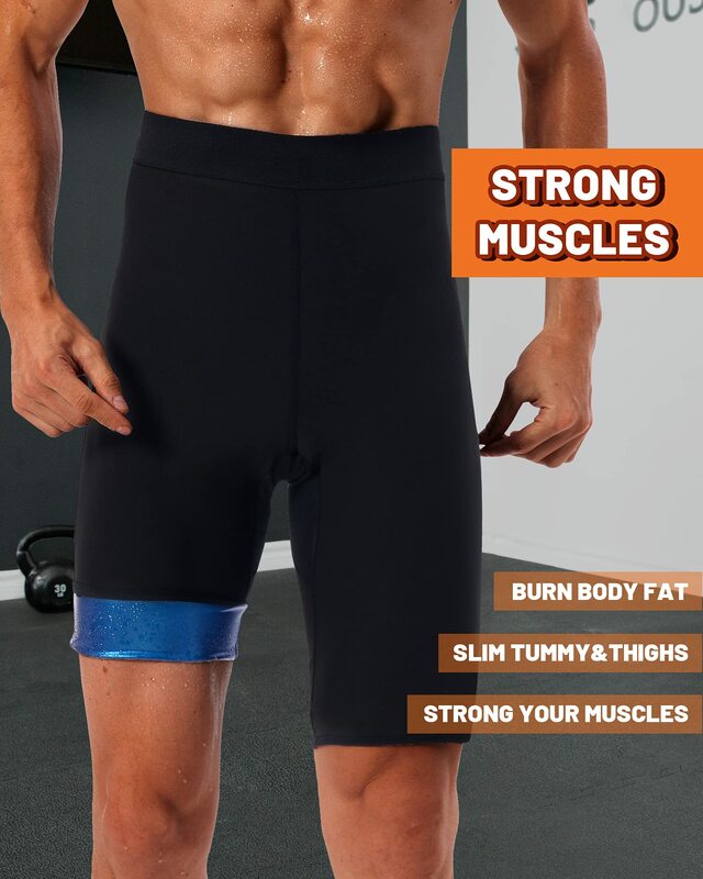 Sauna dos homens shorts de suor quente fitness capris calças exercício leggings cintura alta thermo treino ginásio calças curtas calções de treinamento