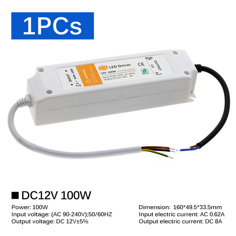 Trasformatori di illuminazione 18W 36W 72W 100W DC12V Driver LED di alta qualità per strisce LED adattatore di alimentazione 12V