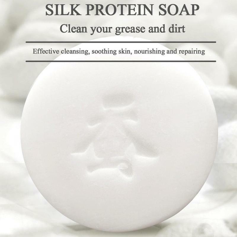 Jabón de seda de leche de cabra hecho a mano para reducir los poros, aceite antiremovedor, tratamiento blanqueador, ácaros de la cara, limpiador hidratante de acné, Soa N7F5, 80G