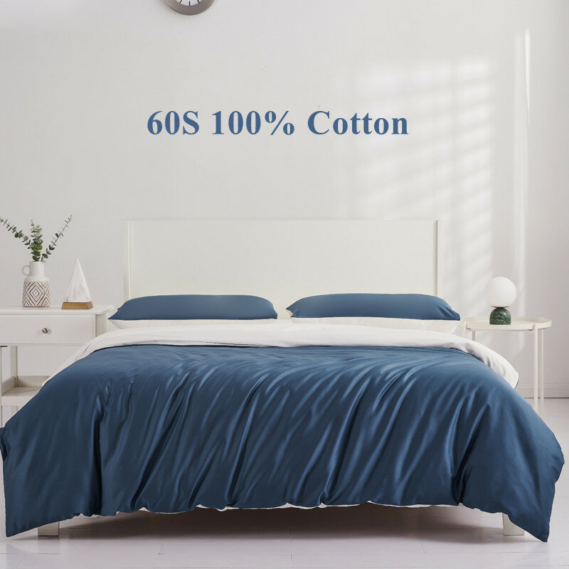 High-grade 60S 100% Pure Cotton Pure Color Super Soft Quilt Cover 1PC White Blue Gray Green Pink Twin Queen King Duvet Cover
