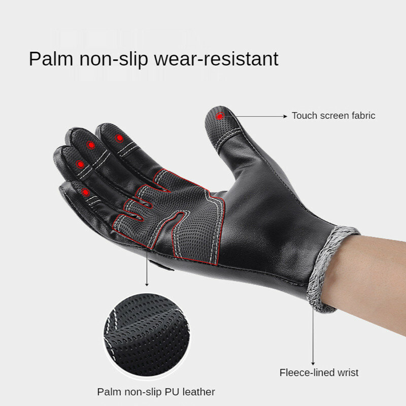 Зимние водонепроницаемые перчатки Youpin для мужчин и женщин, теплые флисовые кожаные перчатки на молнии, ветрозащитные перчатки для катания ...