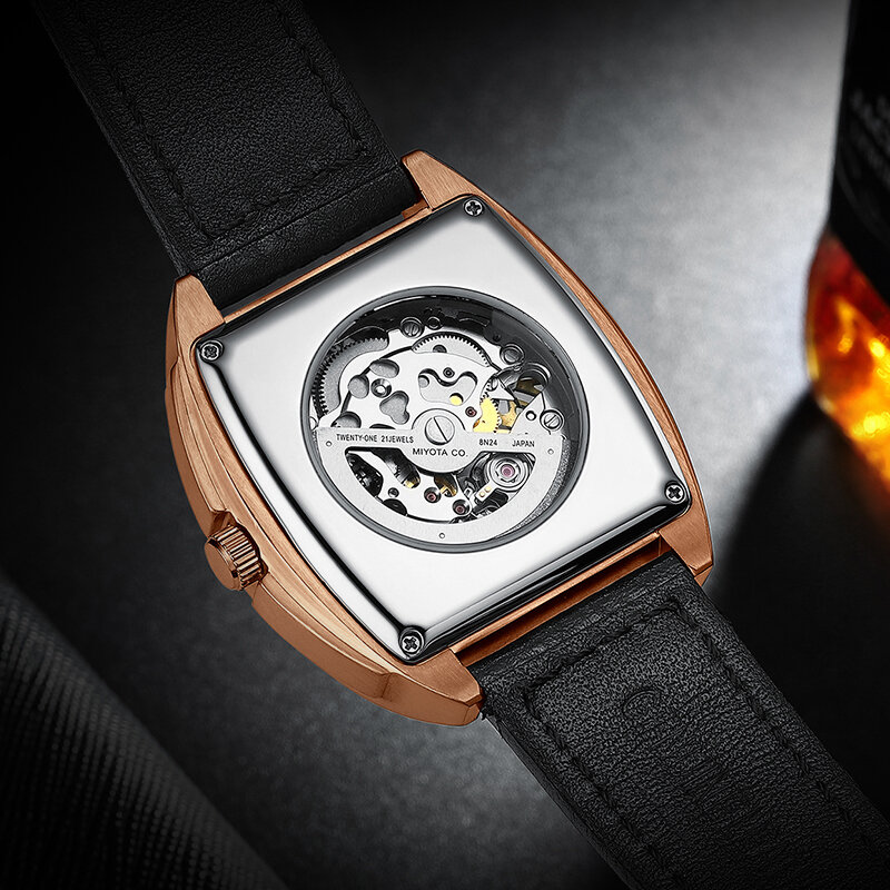 GUANQIN Men Automatic นาฬิกาข้อมือนาฬิกา Skeleton Luxury Japan Sapphire นาฬิกากันน้ำสำหรับชาย Replica