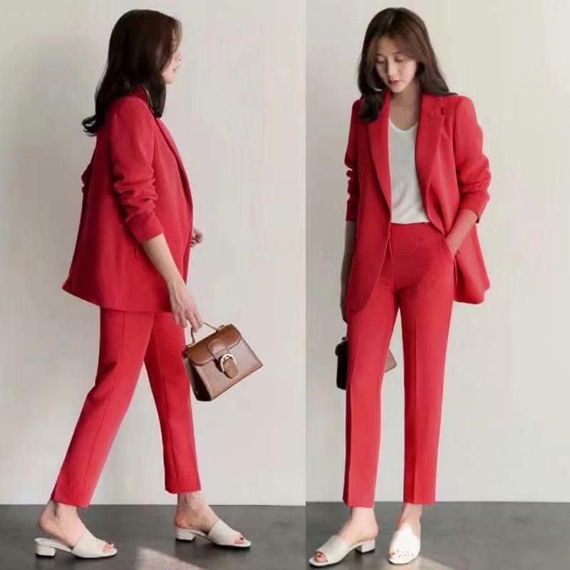 Women's suits 2022 autumn new women's Korean fashion temperament Slim small suit women's jacket wild pants suit high quality