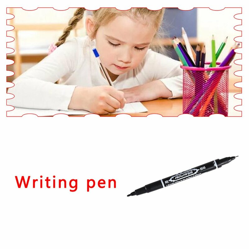 Черная ультратонкая Двусторонняя маркерная ручка, маленькая ручка на водной основе для ручки с крючком, практичные канцелярские принадлеж...