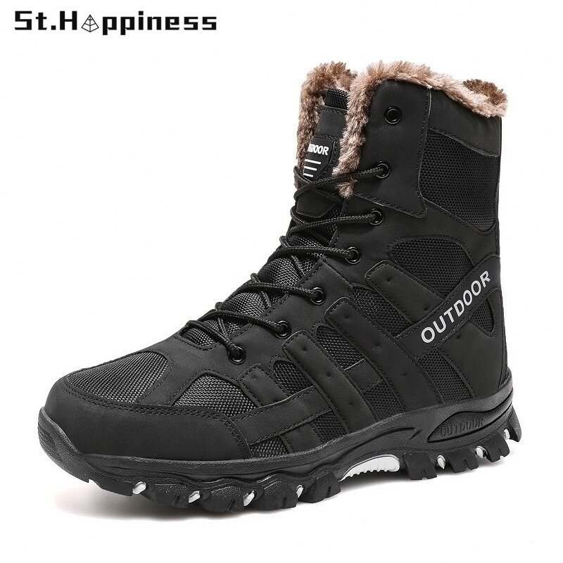 Merek Sepatu Bot Militer Pria Musim Dingin Sepatu Bot Salju Mewah Hangat High-Top Sepatu Bot Hiking Luar Ruangan Antiselip Sepatu Bot Pria Sneakers