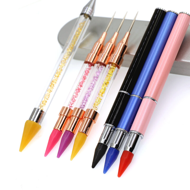 1 set/lote qualidade caneta de cristal pegar strass gemas pegajoso cera lápis diy ferramentas para o prego arte pano diamante picker pintura