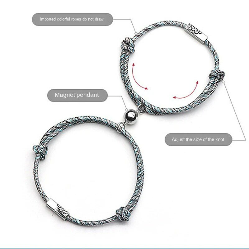 Conjunto de 2 pulseras de pareja para mujer y hombre, brazalete de amor infinito, pulsera de cadena con Cierre magnético, joyería de moda