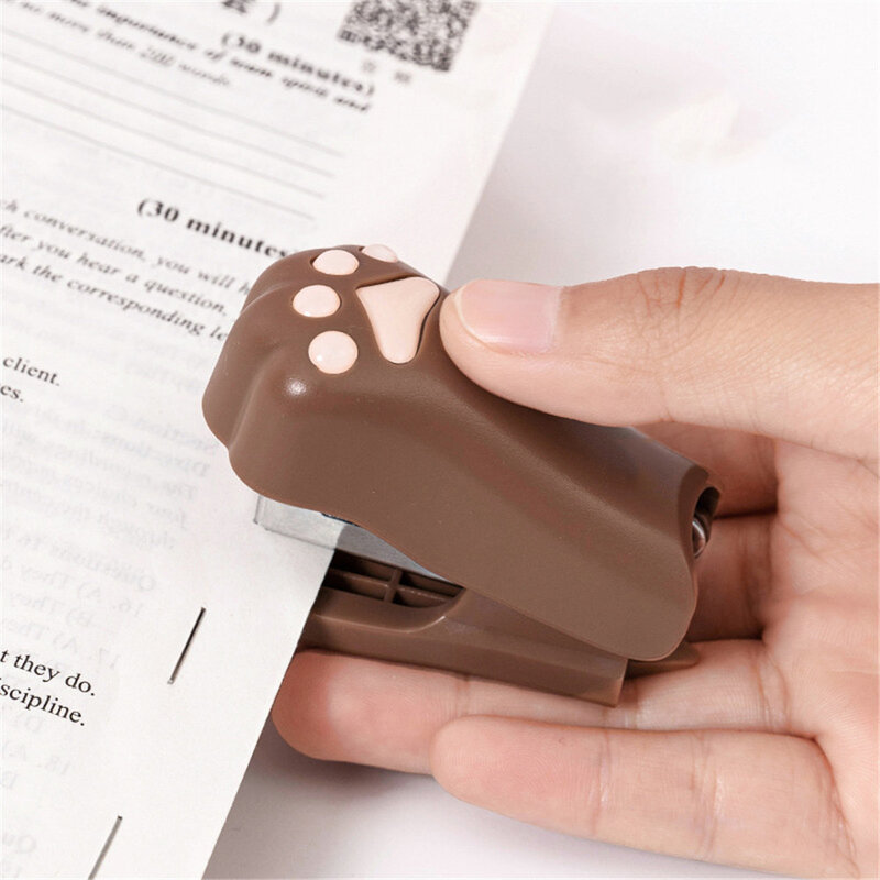 Cute Cat Paw Stapler with 1000pcs 12# Staples Paper Binder Labor Saving Manual Machine Office Binding Supplies Korean Stationery