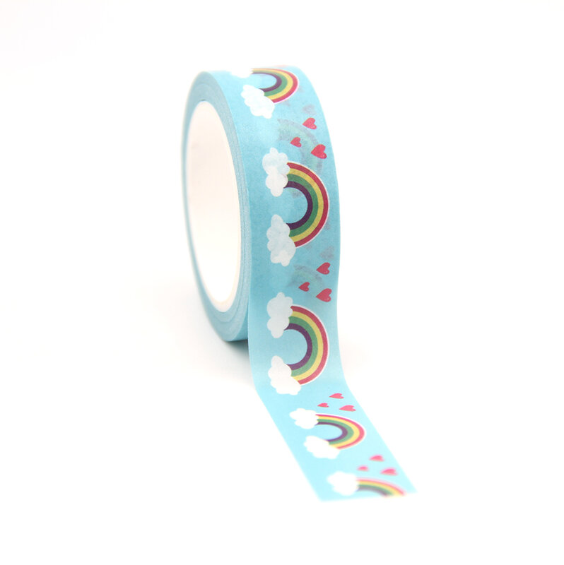 1Pc 15Mm * 10M Rainbow Cloud Hart Washi Stickers Masking Tapes Decoratieve Diy Briefpapier Kantoor Kawaii washi Tape
