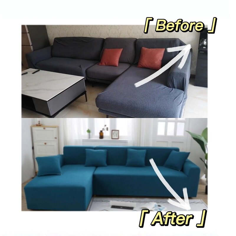 Funda de sofá en forma de L para sala de estar, cubierta de sofá Seccional de felpa, elástica, para esquina de 1/2/3/4 asientos