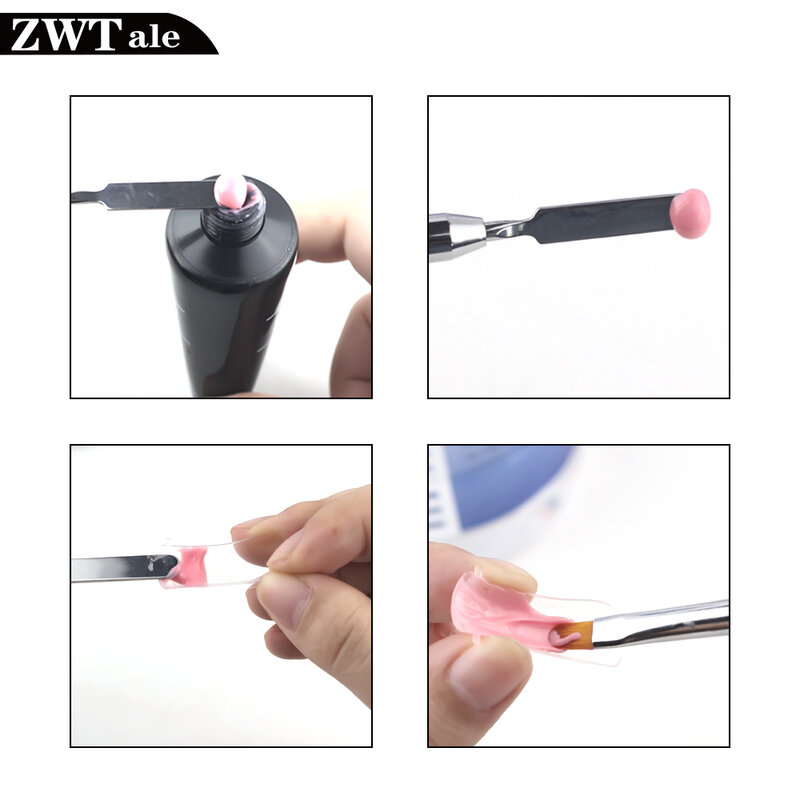 Rozemarijn Dual Head Nail Art Acryl Uv Poly Nail Gel Extension Builder Tekening Pen Brush Verwijderen Spatel Stok Manicure Tool