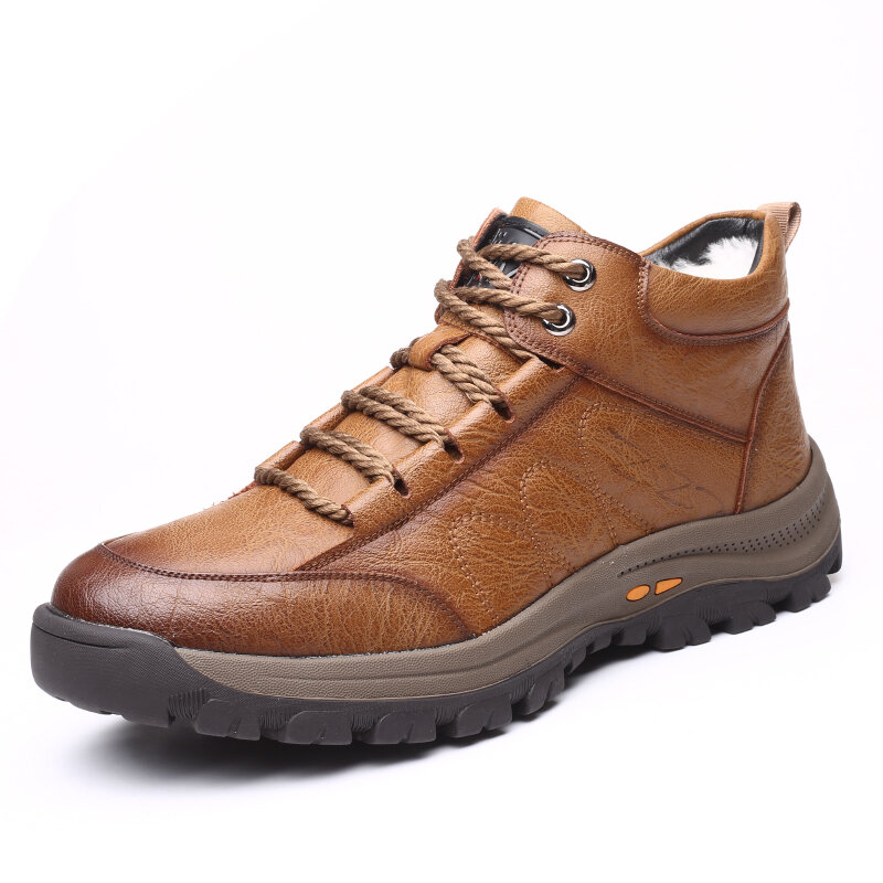 AIYUQI – bottes d'hiver en cuir microfibre pour homme, chaussures montantes, chaudes et décontractées, grande taille 38-46, nouvelle collection