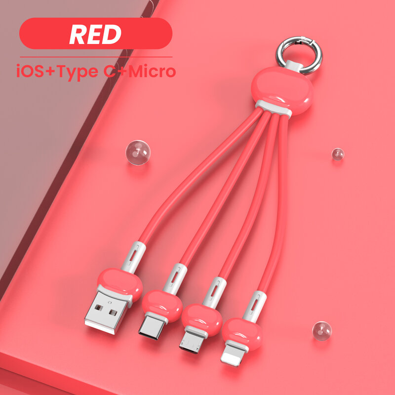 Llavero 3 en 1, Cable USB tipo C para iPhone 12, 11, XS, X, XR, 3 en 1, 2 en 1, Cable Micro USB tipo C para Xiaomi