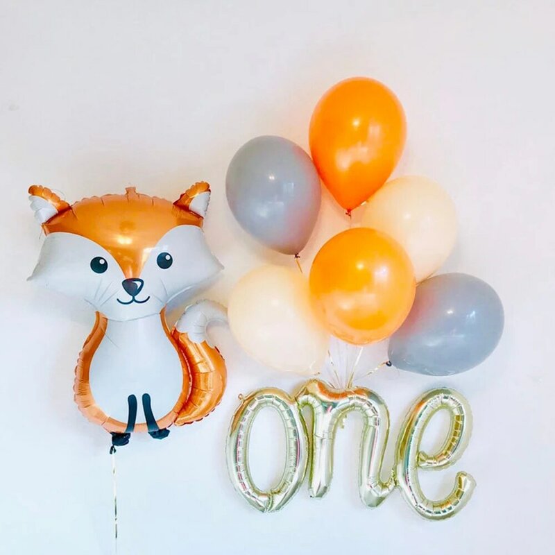 Balões de alumínio de hélio para decoração, 1 conjunto de balões para festa de aniversário, brinquedo clássico de animais de desenhos animados, raposa, guaxinim