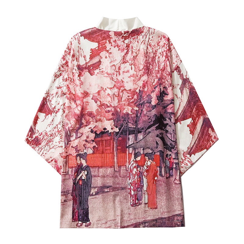 Японское модное кимоно, кардиган, рубашка для мужчин и женщин, стиль унисекс, азиатская одежда Оби, самурайский кимоно