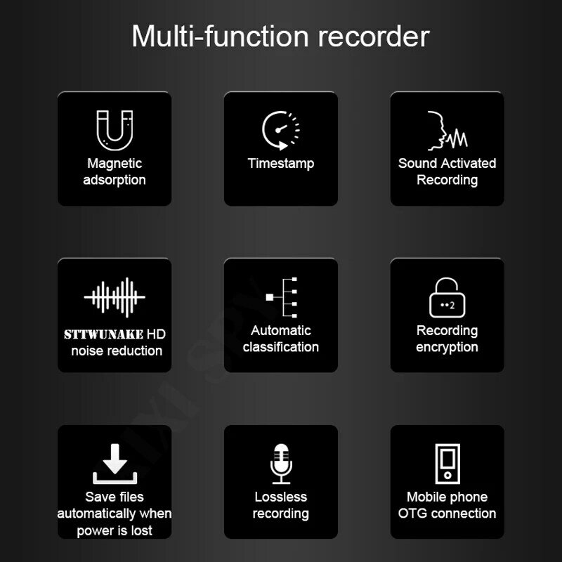 Voice Recorder Mini Dictafoon Audio Sound Activated Digitale Professionele Micro Attractie Flash Drive Magnetische Merk Xixi spion