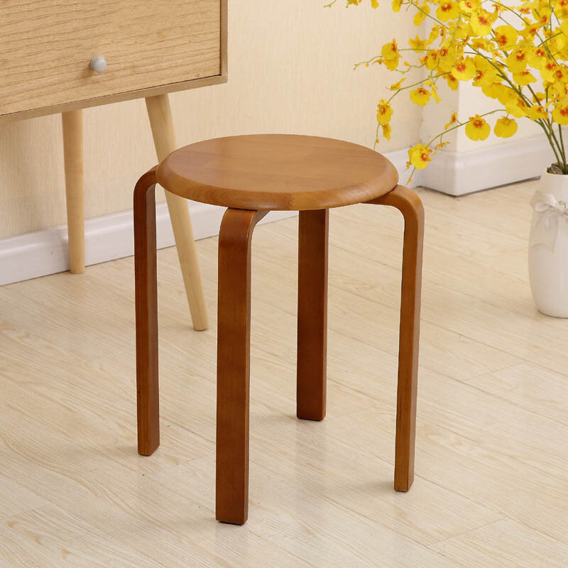 Simple furniture solid wood stool creative fashion curved wood home stackable stool hotel dining table stool round chair