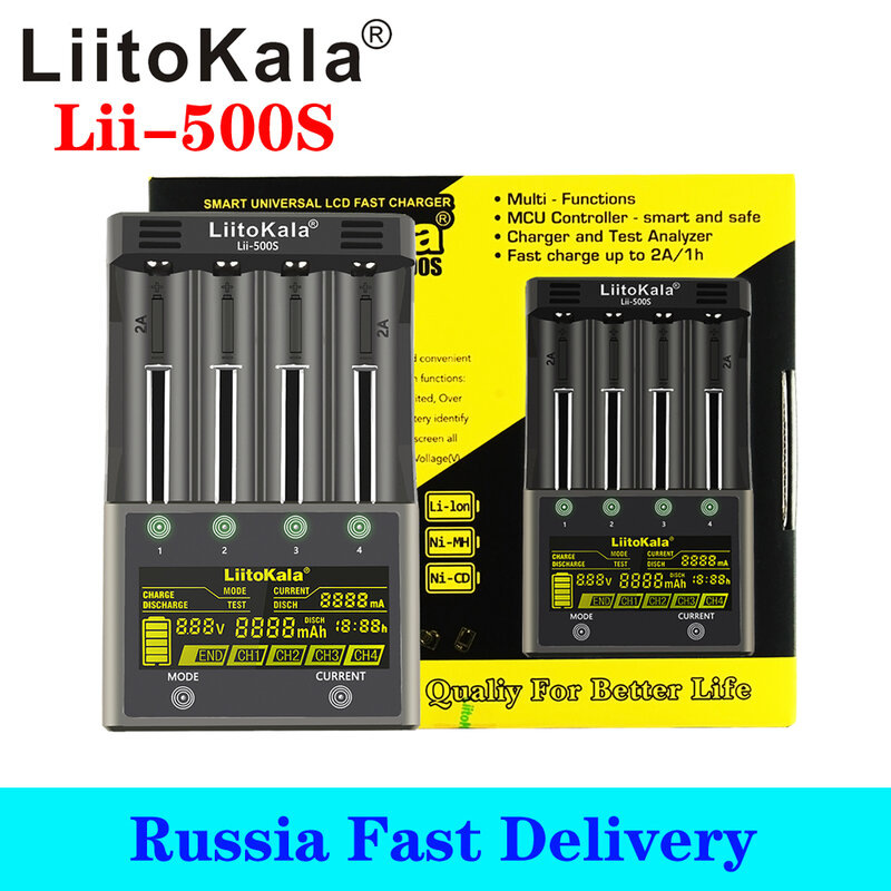 Liitokala Lii-PD4 Lii-S6 Lii-S8 lii-500 carregador de bateria para 18650 26650 21700 18350 3.7v/3.2v/1.2v/1.5v bateria de lítio nimh