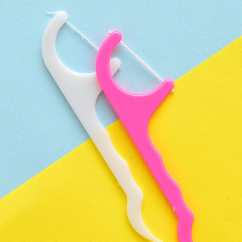 Hilo Dental ultrafino en forma de arco, palo de limpieza Interdental, línea plana, bolsa de plástico para palillos de dientes