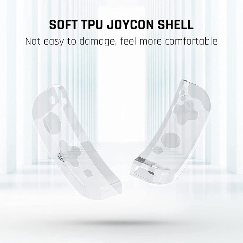 Funda dura protectora transparente Compatible con Nintendo Switch, carcasa de cristal TPU suave OLED, Protector de pantalla para Switch Joycon