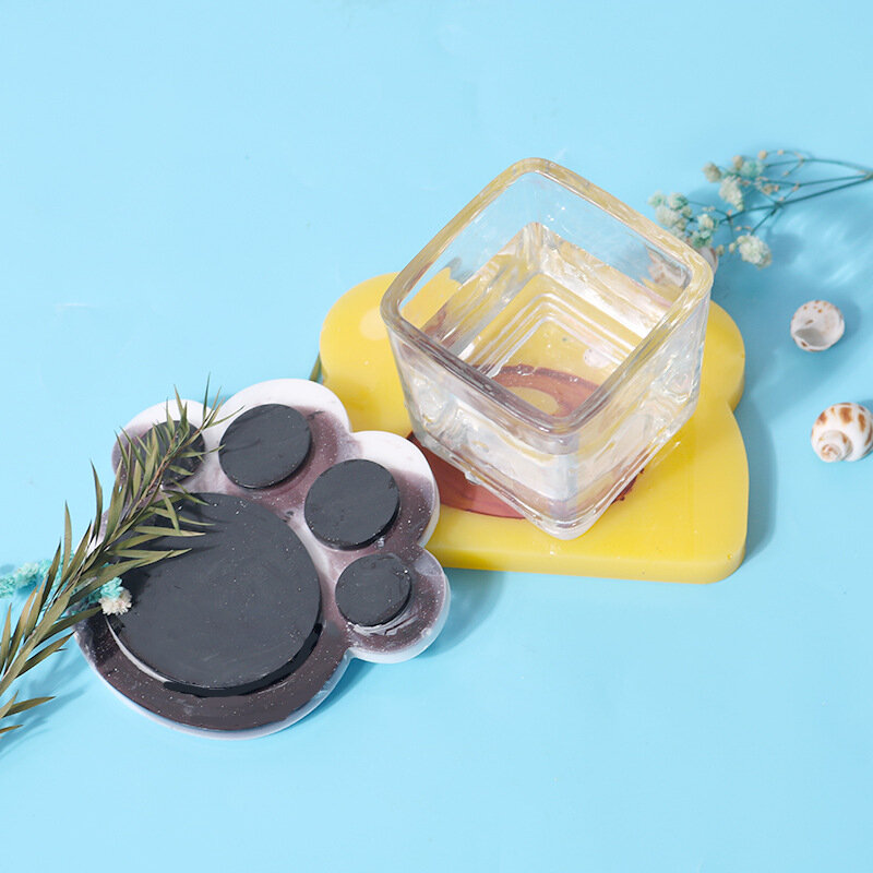Kit de moldes de resina epoxi para posavasos, set de 5 unids/lote de moldes de silicona para posavasos, oso Kawaii, regalos para hacer Cupmat